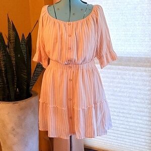 Girl and the sun EUC women's peach & white dress size S